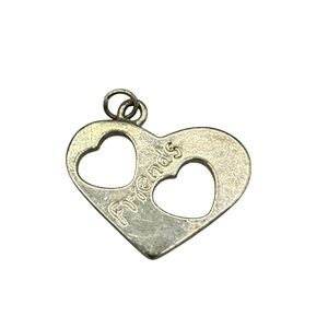 Vintage Friends Double Heart Pendant Silver Tone Love Friendship Charm